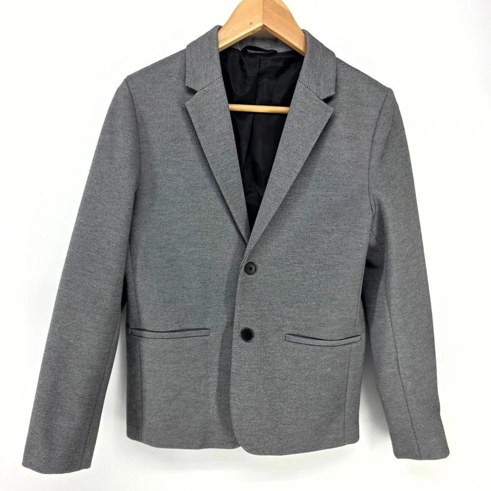 Zara Blazer Boys 13-14 Gray Micro Pattern Two Button Formal Jacket 164cm